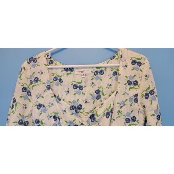 Sweet Baby Jamie Ivory Floral Print Tiered 3/4 Sleeve Midi Dress Size Medium - Picture 8 of 15